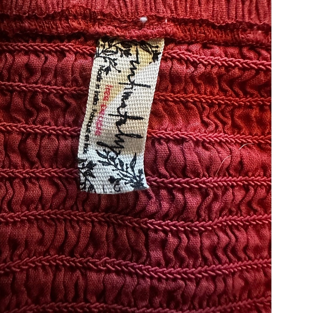 Free People Intimately Red Smocked Mini Dress Strapless Ruffle Hem Large‎ - Picture 4 of 4